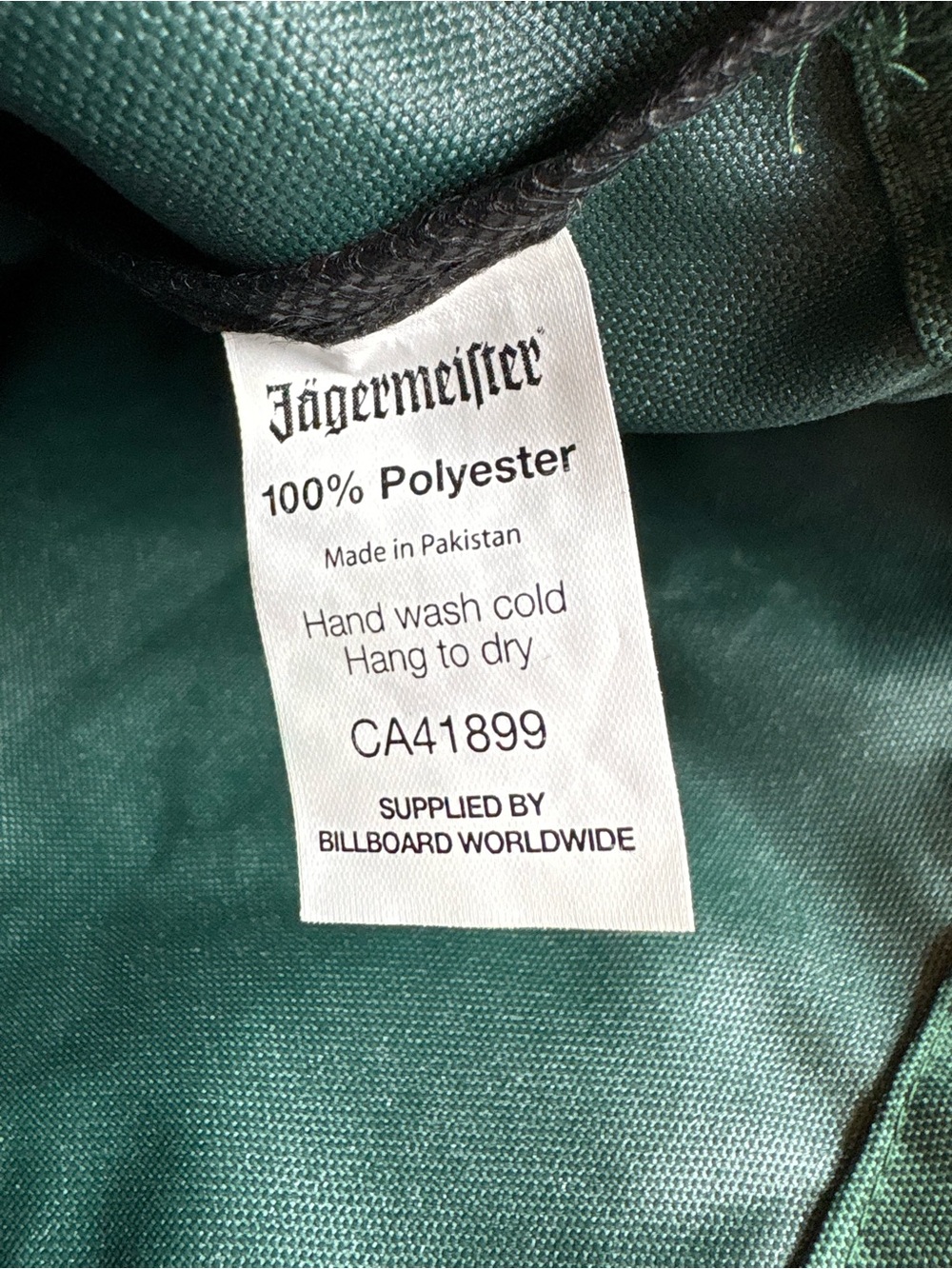 Yagermeister Drawstring Backpack Cinch Bag Green w Zipper Pocket in Front - Picture 3 of 7
